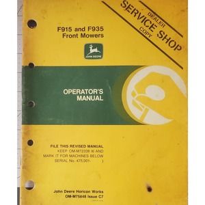 John Deere F915 935 Front Mower Operators Manual OM-M75848